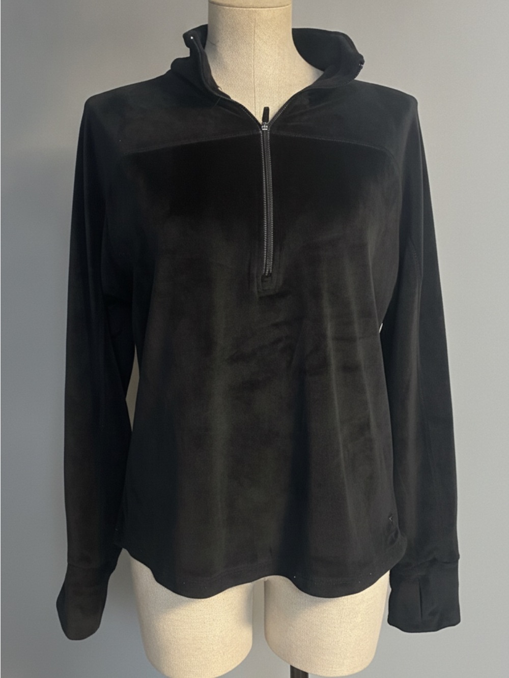 Juicy Couture Black Velvet Half-Zip Pullover